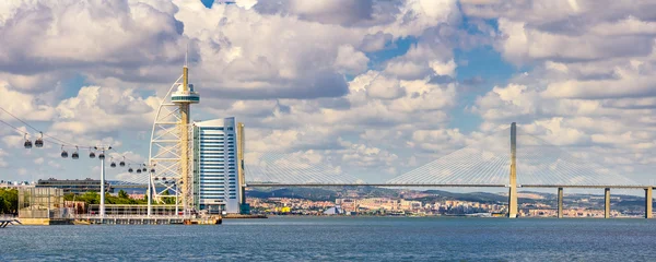 The modern Park of the Nations area in Lisbon with the Vasco Da Gama bridge and cable car, Portugal © Mapics