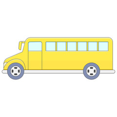 Flat style sticker illustration of a yellow school bus isolated on transparent background. Student transport vehicle clip art graphic icon design element for back to school project asset. © Ageng Arifian