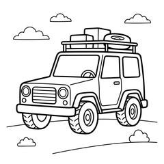 Classic vintage pickup truck line art illustration. © nuha