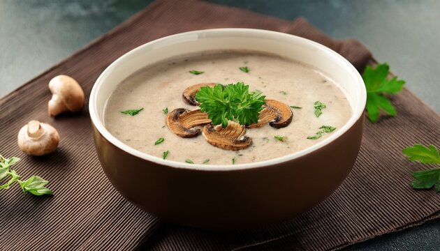 creamy mushroom soup with herbs
