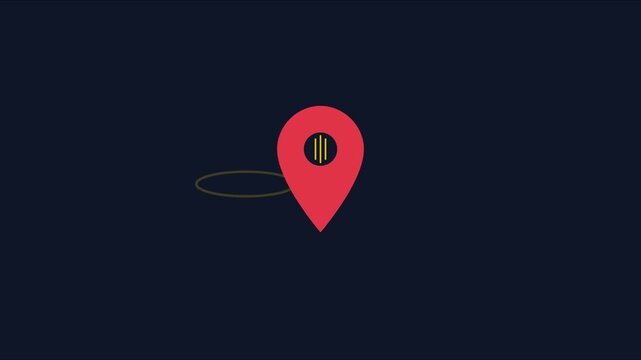Animated map pin with pulsing location marker for navigation and travel apps animation 4k