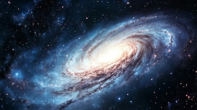 Spectacular space of a galaxy with spiral arms and nebulae set against the backdrop of the cosmos