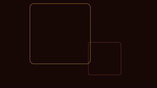 Minimalist abstract animation 4k background, with glowing orange, rounded square frames, and smooth pulsing motion