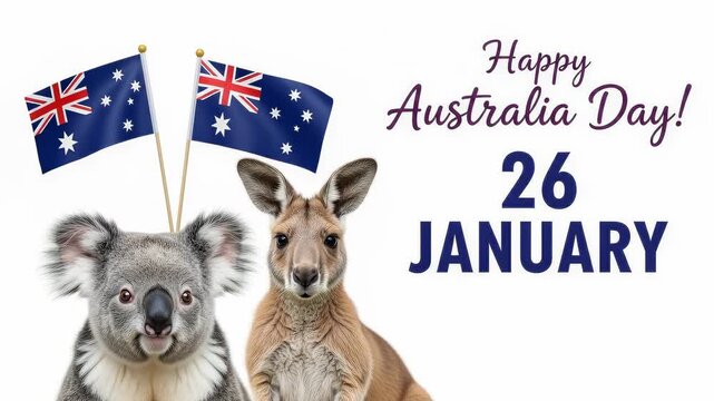 Happy australia day celebration isolated on white background