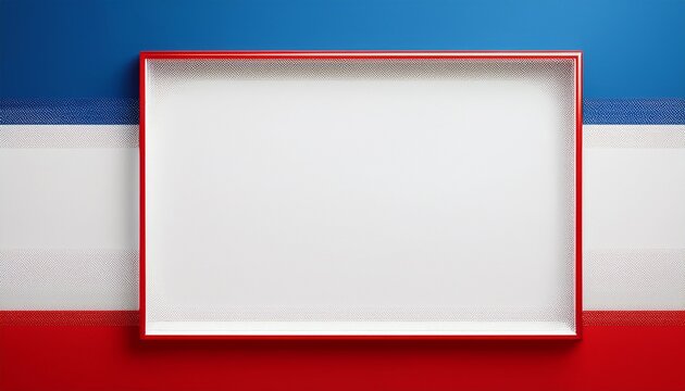 red white and blue border frame on a blank background a white square shape with a red thin line