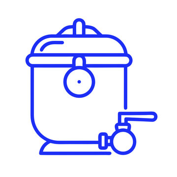 Mash tun line icon for mashing grain in the beer brewing process