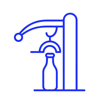 Bench bottle capper line icon for home brewing and bottling