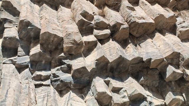 Detailed view of volcanic rock formations