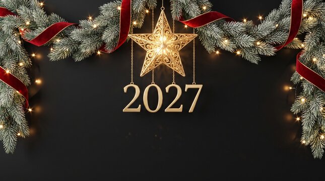 Elegant Happy New Year 2027 Background with Gold Star