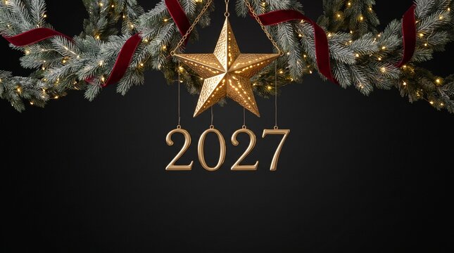 Elegant 2027 Happy New Year Background with Golden Star