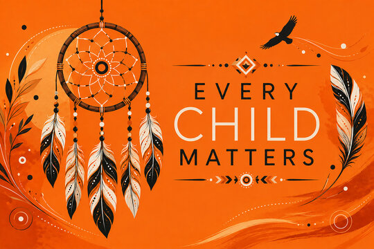 Orange Shirt Day Awareness Illustration with Every Child Matters Message