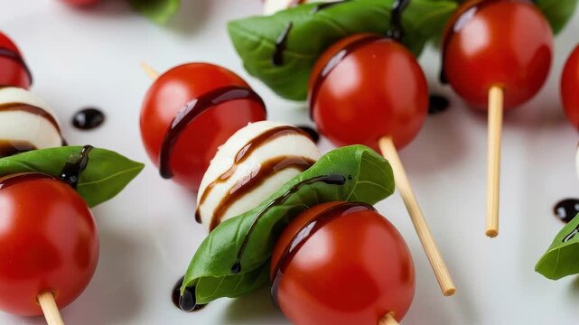 Caprese skewers with balsamic glaze