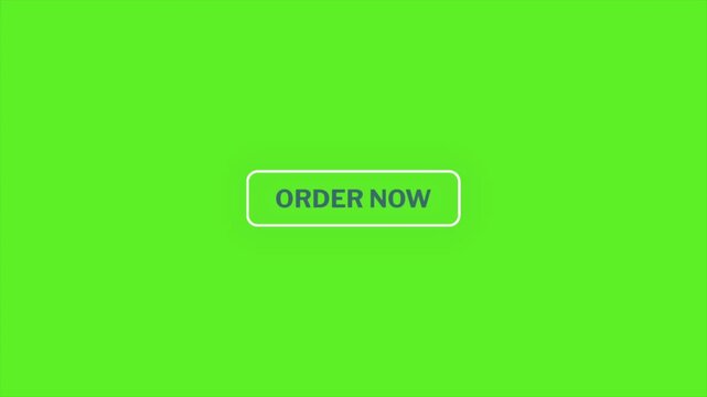 Order now button animation pulsating on a bright vivid green screen background for marketing video footage