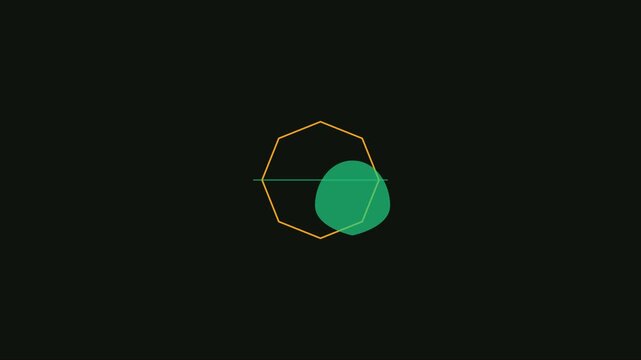 Minimalist green circle and orange octagon geometric motion animation 4k abstract