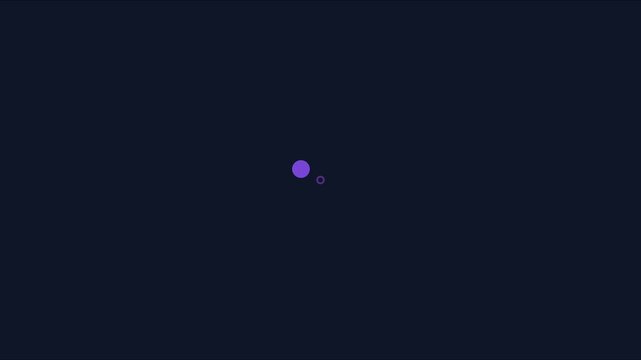 Minimalist loading spinner animation with purple pulsing circles on dark 4k background, for digital interface