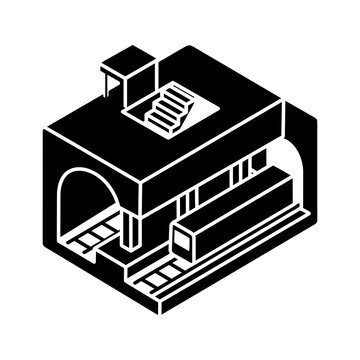 Black and white geometric puzzle cube illustration.