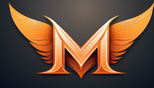 orange gradient letter m logo with wing accents