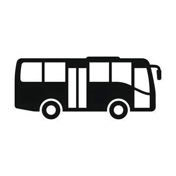 Black and white vintage bus with large windows.