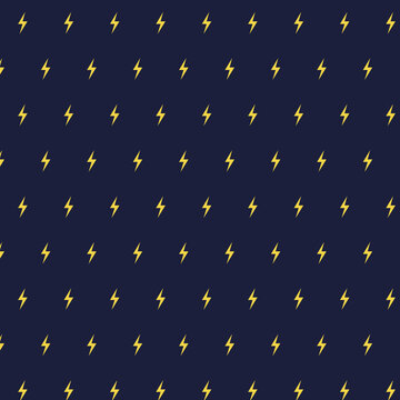 Seamless lightning bolt pattern in yellow on dark navy