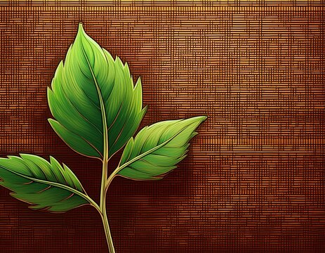 brown pixelated background with green leafy stem