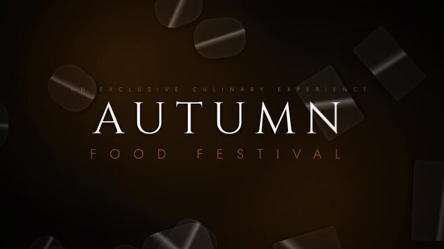Autumn food festival animated title sequence on dark brown background