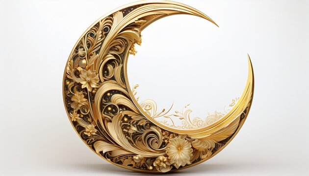 a crescent moon nature gold on white background png