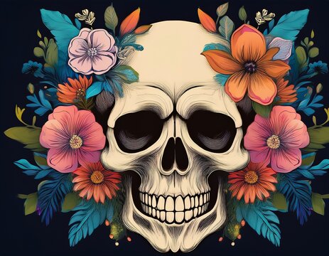 inner peace begins not my problem funny sarcastic typography quote skull floral design