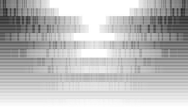 Black and white abstract smooth transition pattern with glitch effect for modern background and design element. Vector Format Illustration.