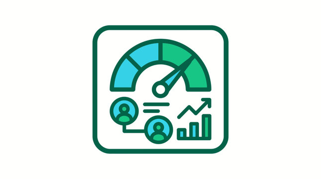 Performance monitoring gauge with user growth and data charts