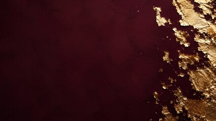 Fototapeta premium 深いワインレッドの壁と金箔の装飾 / Deep wine red wall with gold leaf decoration (Generative AI)
