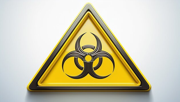 a standard yellow triangular biohazard warning symbol isolated on a white background