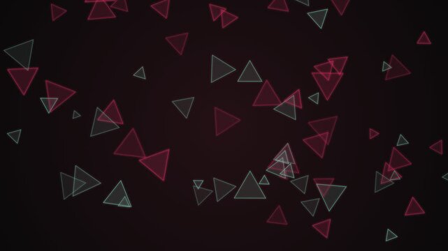 Abstract geometric triangles floating in a dark space with red and white glowing neon outlines