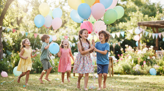 children playing in the park birthday party