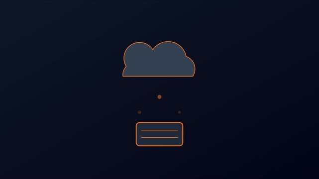 Minimalist cloud computing data transfer animation with animated loading bar and digital network connection 4k