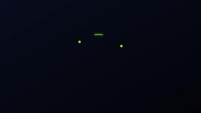 Minimalist loading spinner animation with neon green dots and orbiting lines on dark 4k background, for ui ux