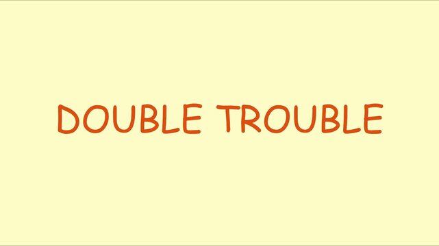 Double trouble text animation on soft yellow 4k background, for creative projects, typography motion phrase