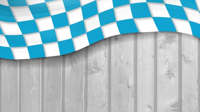 Oktoberfest wooden grunge background with Bavarian blue and white checkered pattern. Seamless looping motion design. Video animation Ultra HD 4K 3840x2160