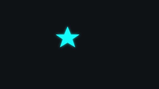 Glowing cyan star animation with circular border reveal on dark 4k background, neon