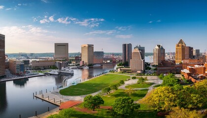 Fototapeta premium baltimore maryland federal hill park on inner harbor to patapsco river