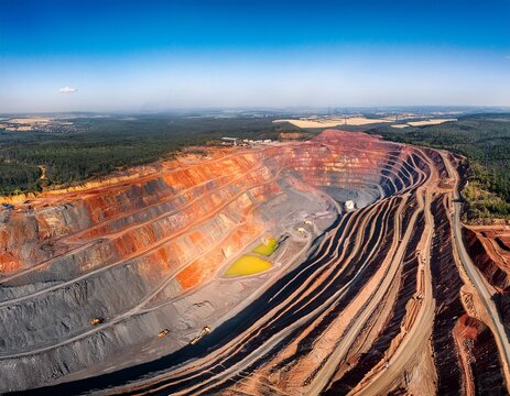 huge iron ore quarry iron ore quarry top view aero photo shoot