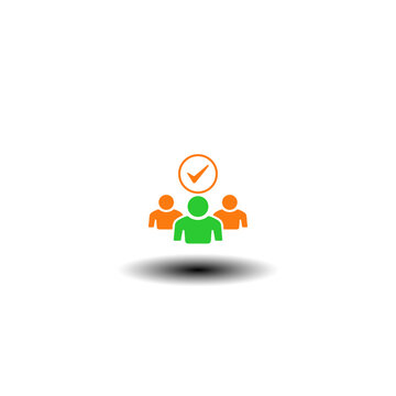 Vector illustration of people group with check mark. Symbol of talent search.