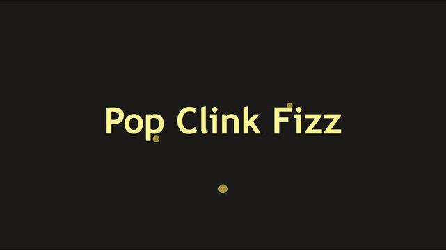 Pop clink fizz gold text animation for celebration and party events 4k