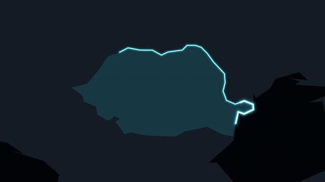 Romania Highlighted on World Map with Glowing Zoom Animation