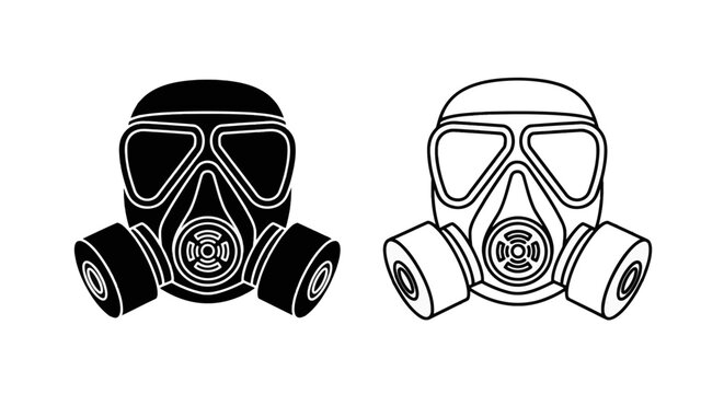 Vector illustration of gas mask icon set, vector illustration on a transparent background