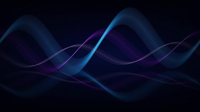 Blue and purple wave patterns flow in a seamless loop