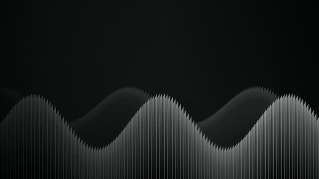 Layered metallic fin waves rise and fall in a seamless loop