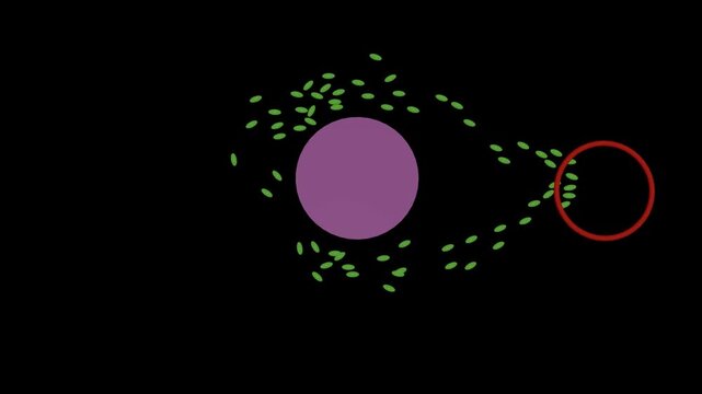 Particle systems flocking, follow target, collision avoidance. Drones, bots hunt target and exhibit collision detection/avoidance. 3d animation simulation.
