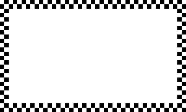 Black and White Checkered Racing Border Frame with Alternating Square Pattern