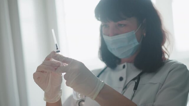 Healthcare worker prepares injection carefully. Medical professional gently administers shot at home. Skilled nurse ensures safe vaccination for patient at residence with reassurance and consent
