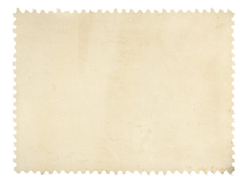 Postage stamp with blank and stained antique paper design space on transparent background